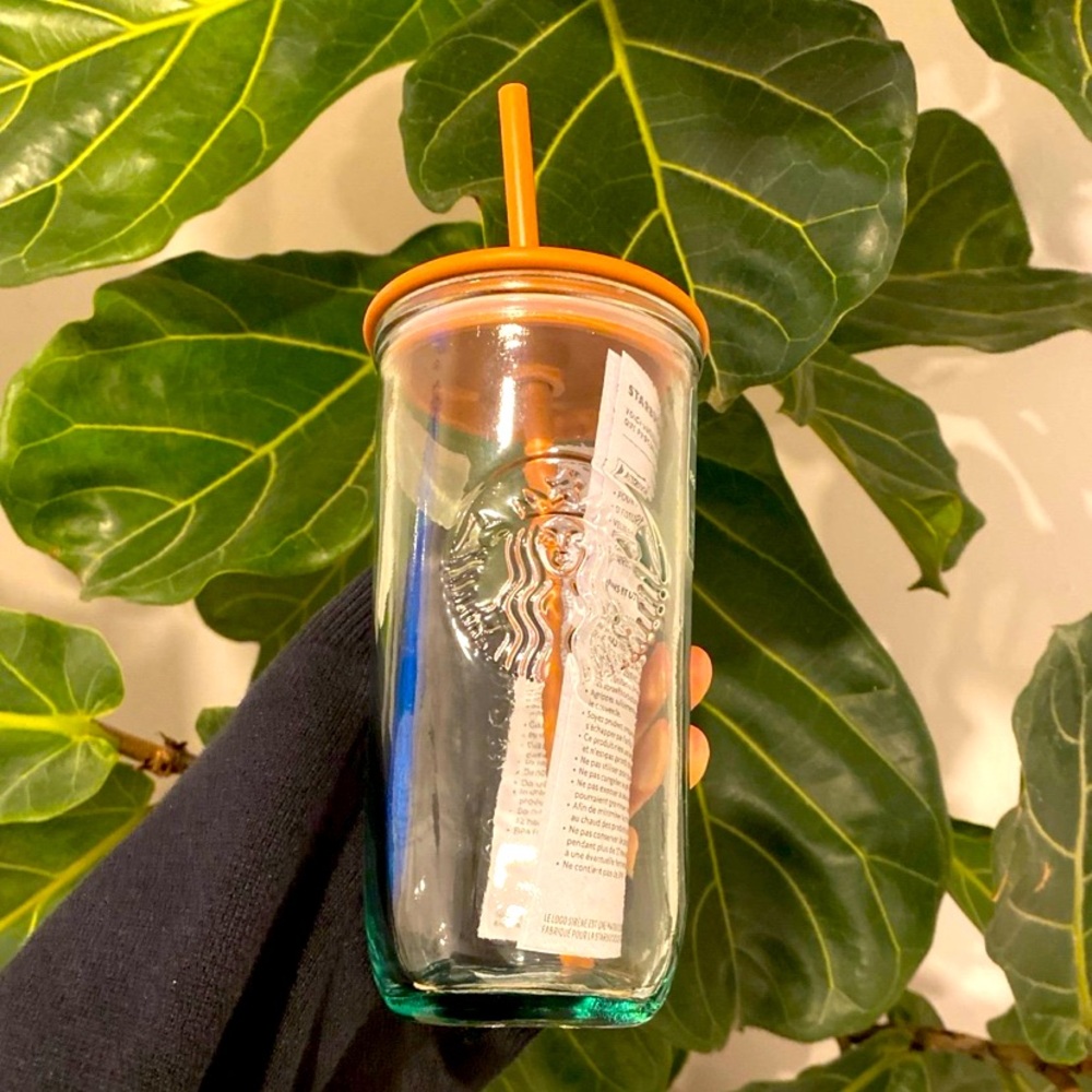 Starbucks Recycled Glass Triangle Bottom Cold Cup Tumbler 16 oz Grande